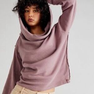 Hazy Heart Thermal; Off-Shoulder Mauve Sweater